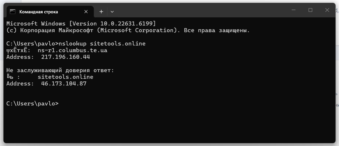 Как узнать IP сайта через CMD